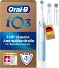 Braun Oral-B iO Series 3 Plus Edition Elektrische Zahnbürste, 3 Putzmodi für Zahnpflege, inklusive. 3 Aufsteckbürsten, Designed by, Hellblau