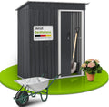 Gerätehaus Juskys Metall, Pultdach, S mit 1 m², 161 x 86 x 181 cm Geräteschuppen Gartenhaus Schuppen klein, Anthrazit, Schiebetür & Fundamentrahmen
