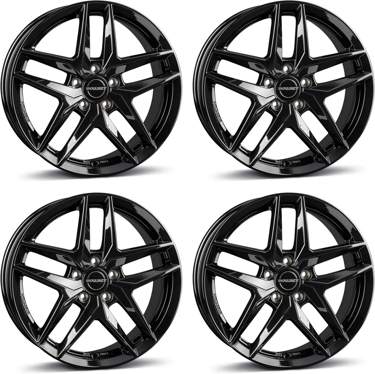 4x Borbet Felgen Z 7.5x18 5x112 black glossy kompatibel ET43, mit Skoda Karoq Kodiaq Octavia Superb Yeti