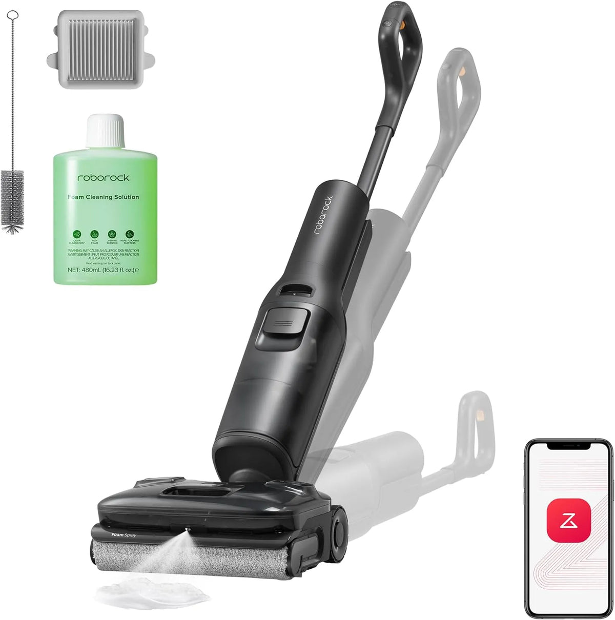 Roborock Nass-/Trockensauger F25, ACE Pro Nass, 25000Pa, 180° Flach-Design, JetFoaming gegen Flecken, Anti-Haar-Verwicklung