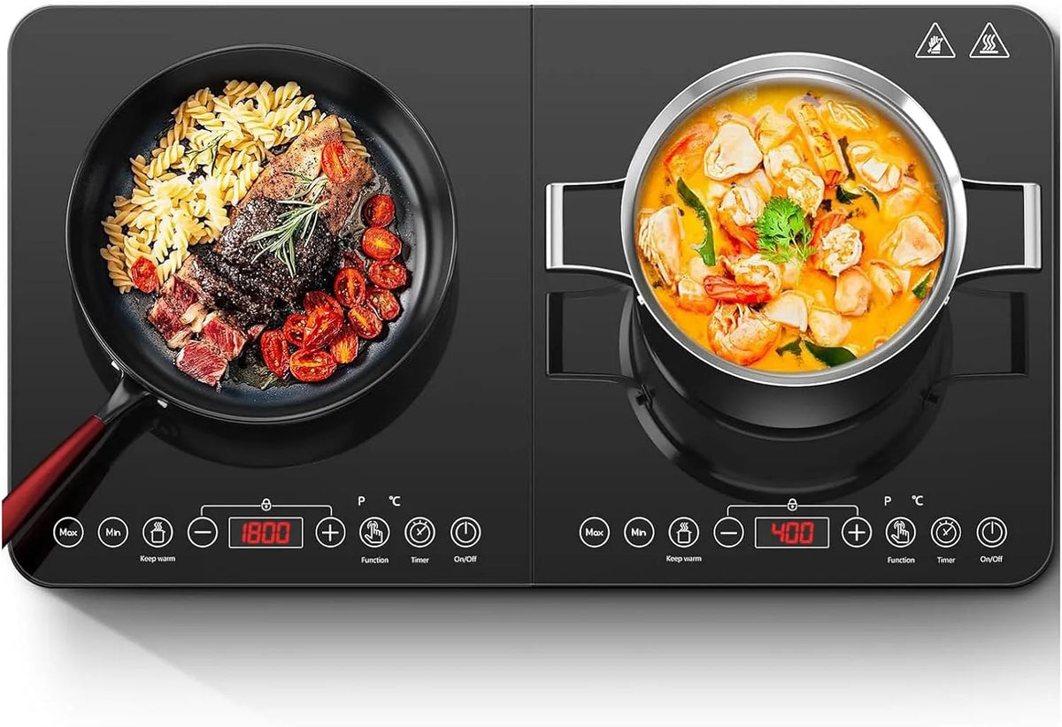Induktionskochfeld 3500Watt, Max & Min-Taste, 10 Temperaturstufen und 6 Leistungsstufen, Sensor-Touch-Steuerung, Timer