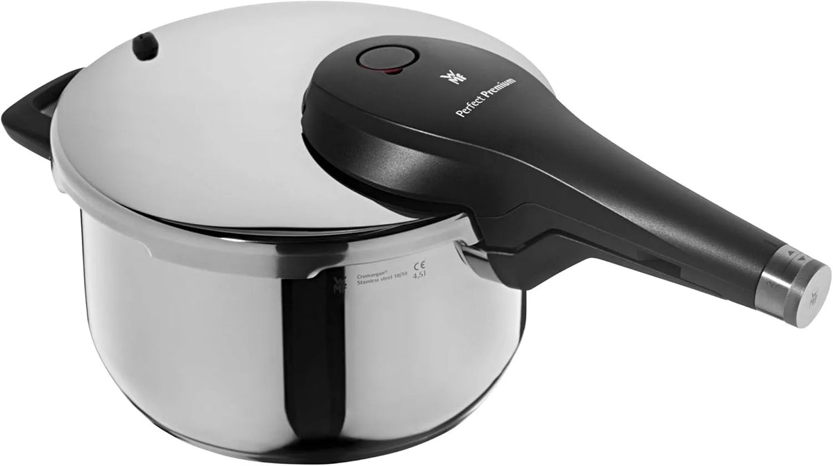 WMF Perfect One Pot Schnellkochtopf Induktion 4,5l, 2 Kochstufen, Dampfkochtopf 22 cm, All-In-One-Drehknopf, Cromargan Edelstahl poliert