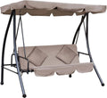 Outsunny Modell 200x, 3-Sitzer Gartenschaukel mit verstellbar Sonnendach Kissen, 2 in 1 Hollywoodschaukel mit Liegefunktion