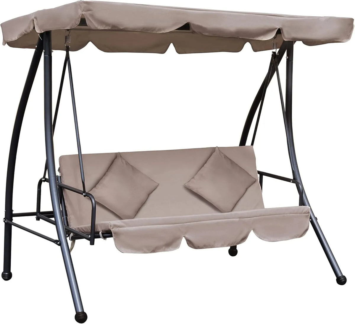 Outsunny Modell 200x, 3-Sitzer Gartenschaukel mit verstellbar Sonnendach Kissen, 2 in 1 Hollywoodschaukel mit Liegefunktion