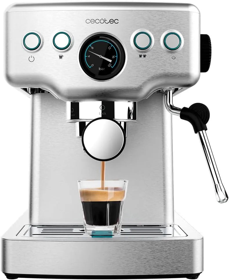 Cecotec Espressomaschine, Leistung 1465 W, 1,8 Liter Fassungsvermögen, Schwenkbarer Dampfauslass und Doppelauslaufarm, 20 Bar