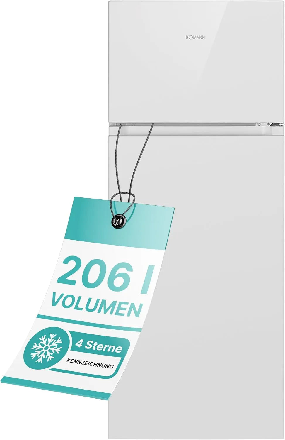 Bomann Kühlschrank DT 7318.1, mit Gefrierfach, Kühl Gefrierkombination 206L, 4 Sterne-Kennzeichnung, Stufenlose Temperaturregelung
