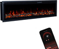 Elektrokamin GLOW FIRE, max. 1800 W, Core 127 mit realistischem 3D LED-Feuer, Maße 127x35x12cm, Wand mit Heizung und Kaminfeuer, App Steuerung