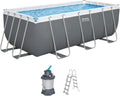 Bestway Pool, Power Steel Frame Set mit Sandfilteranlage 412 x 201 x 122 cm, eckig, Farbe Grau