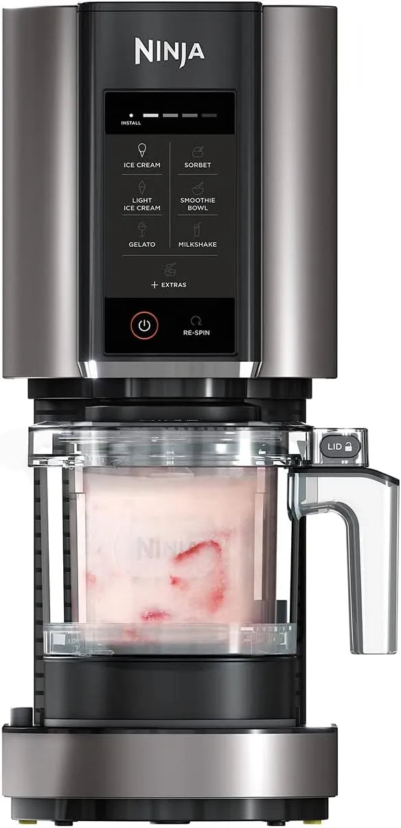 Ninja Eismaschine NC300EU, CREAMi & Dessertmaschine mit 3 Behältern, 7 Programmen, 1,4L Eiscreme Kapazität, Herstellung von Eis, Gelato, Sorbet