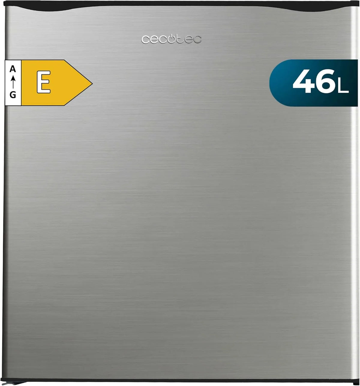 Cecotec Kühlschrank, Mini, Umkehrbare Tür, Kompaktes Design, Fassungsvermögen 46 l GrandCooler 20000 L SilentCompress Inox. Höhe 48,7 cm