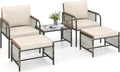 Tisch Costway, Balkonset inklusive. 2 Stühle mit Kissen, Rattan Gartenmöbel Set, Balkonmöbel, Hocker &, Terrassenmöbel, Gartengarnitur, Beige