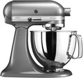 KitchenAid Küchenmaschine, Artisan, Fassungsvermögen 4.8 L, Teigknetmaschine mit 3 Zubehör und Schüssel aus Edelstahl, Kontur silber