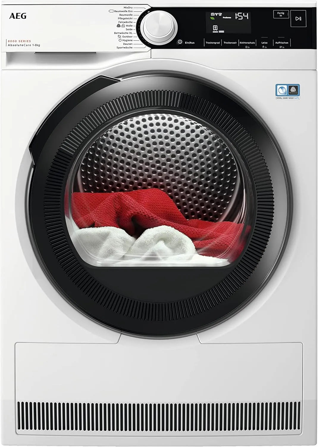 AEG Wärmepumpentrockner 8000 TR8T70680, Gewicht 8 kg, Serie: AbsoluteCare Wolle- und Seidetrocknung, Testsieger der Stiftung Warentest, Energiekl. C