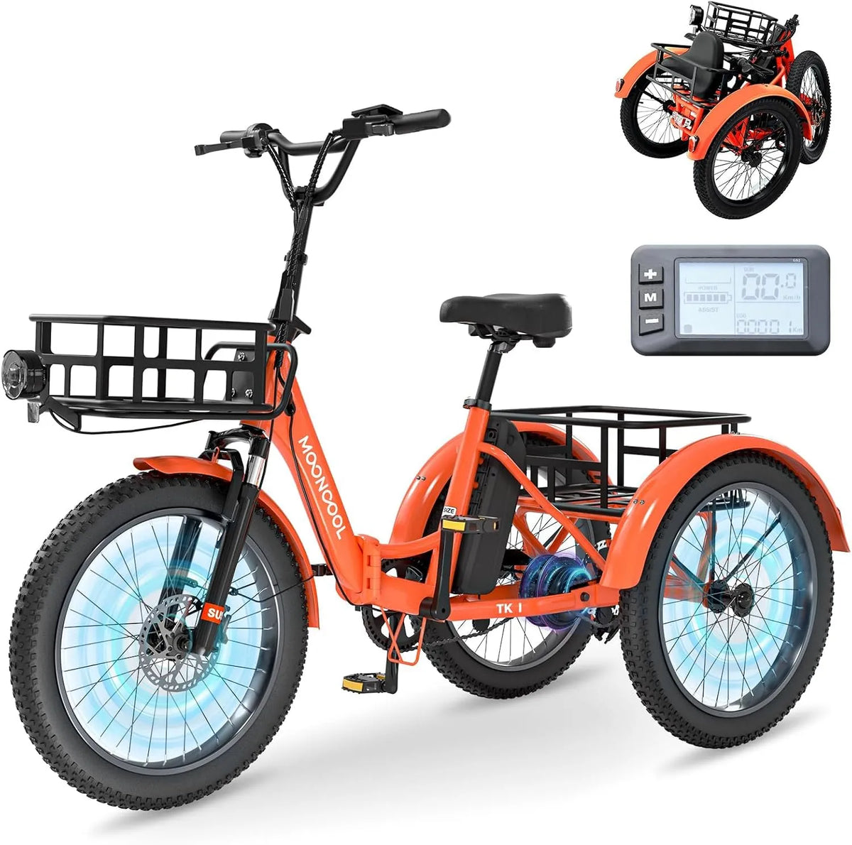 Fahrrad IP65, Geschwindigkeit 25 KM/H, 45 NM Electric Bike Mit GroßEn KöRben und Fußstützen, LCD-Display, Leistung 250W Motor Elektrofahrrad