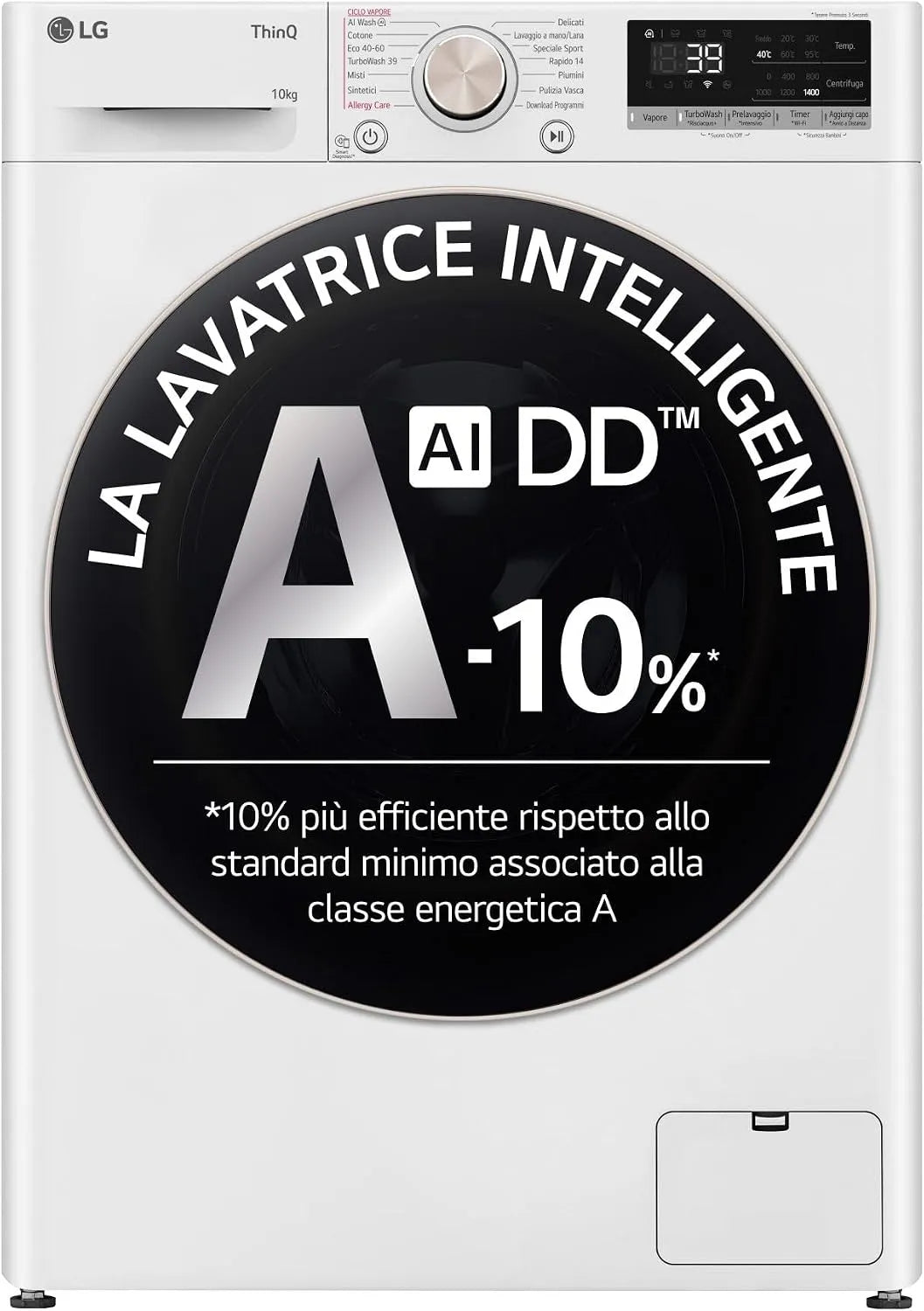 LG Waschmaschine F4R7010TSWG 1400, Serie R7, Energieklasse A -10%, Frontbeladung, WLAN, Weiß, AI DD 10 kg, TurboWash 360, Dampf auf 7 Programmen
