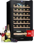 Klarstein Kühlschrank, 4-18°C, Weinkühlschrank Klein, Getränkekühlschränke in freistehender Ausführung, 1 Zone mit Glastür, 36 Flaschen