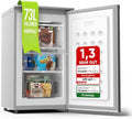 Gefrierschrank 4-Sterne-Gefrierfach R600A Stillstern, Fassungsvermögen 73L, 18°C ger. Energiever. Mini Freezer mit 3 Fächer, Klein, Türanschlag r.
