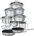 Topfset RÖSLE ELEGANCE, 6 hochwertige Kochtöpfe, 2 Bratpfannen im Set, spülmaschinengeeignet, 10-tlg., 1 Dämpfeinsatz