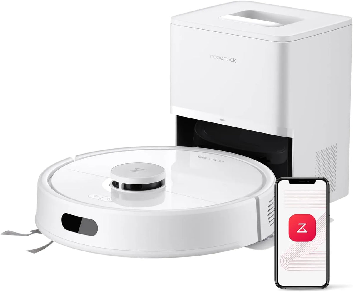 Roborock Saugroboter, Q7 L5+ mit Wischfunktion, 8.000 Pa Saugkraft, Automatischer Staubentleerung, Dual Anti-Tangle System, LiDAR-Navigation, Weiß