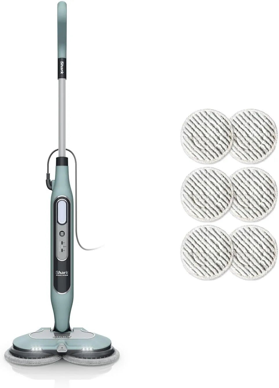 Shark Dampfreiniger S8201EUCP, mit Steam Blaster und 6 Schmutzfänger-Pads, 3 Dampffunktionen, 8 m Kabel, Mop, automatisch, Salbei-Grün