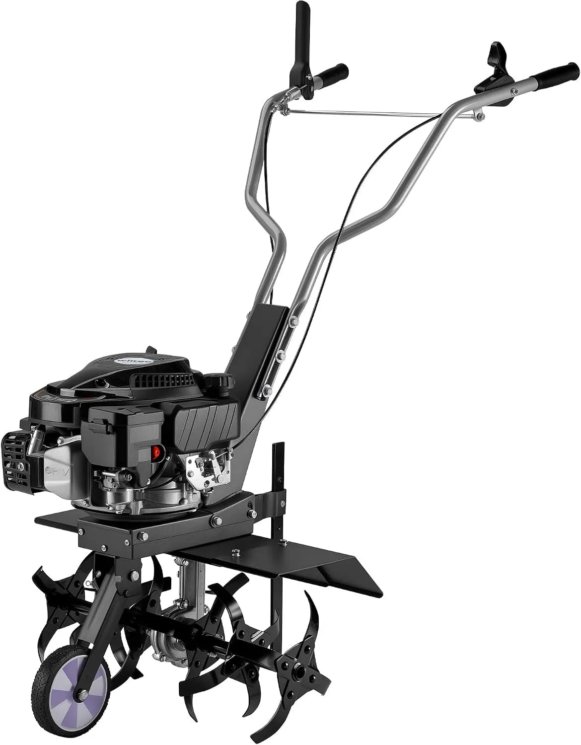 Wiltec Motorhacke, Benzin 60 cm Arbeitsbreite, Gartenhacke mit Motor 144 CCM, 6 Klingen, Bodenfräse mit Antrieb Euro 5, robuste Gartenfräse