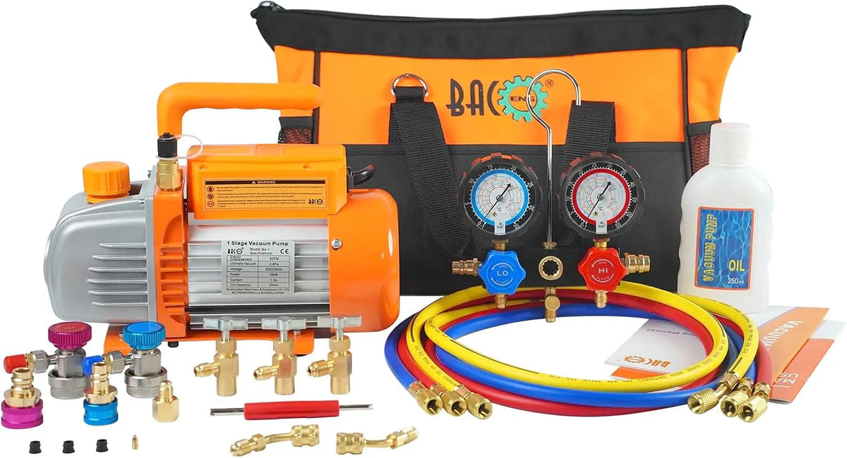 Klimaanlage R1234YF R134A R410A BACOENG Vakuumpumpe, Auto Befüllen Set Ideal für R32, Auto AC Kältemittelaufladung