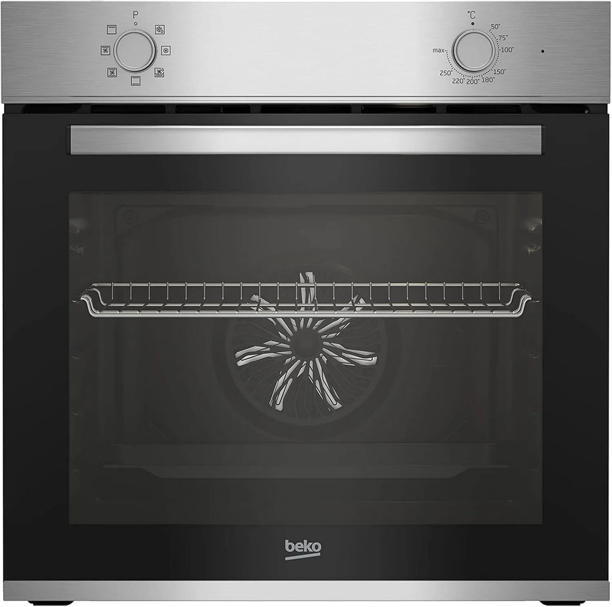 Beko Backofen BBIE12000X b100, Fassungsvermögen 66 l Volumen des Garraums, Multifunktionsofen mit 5 Heizarten, Einbaubackofen, AeroPerfect, Edelstahl