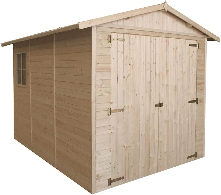 Geräteschuppen H222x244x320 M105, 6 m², Holzgarage, Abstellraum mit Fenstern- cm, Plattenkonstruktion aus Naturholz, Gartenwerkstatt
