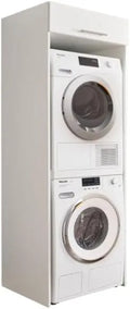 Waschmaschine, Maße 67,5 x 200 x 67,5 cm, Laundreezy Waschmaschinenschrank für Trockner und, Weiß, Praktischer Waschmaschinen-Überbauschrank