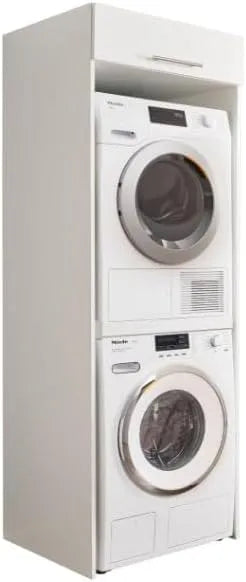 Waschmaschine, Maße 67,5 x 200 x 67,5 cm, Laundreezy Waschmaschinenschrank für Trockner und, Weiß, Praktischer Waschmaschinen-Überbauschrank