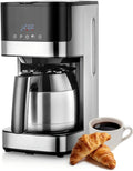 Kaffeemaschine 24H KEINVE Edelstahl, Leistung 900W, 10 Tassen, Fassungsvermögen 1 Liter, mit timer, programmierbar, LED Display, Warmhalteplatte