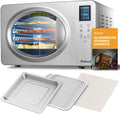 500 W Dörrautomat Edelstahl, 20–90 °C, 2x Antihaftmatten, Tropfschale, Innenbeleuchtung, 6 Edelstahlgitter, Dehydrator mit Timer & Touchdisplay