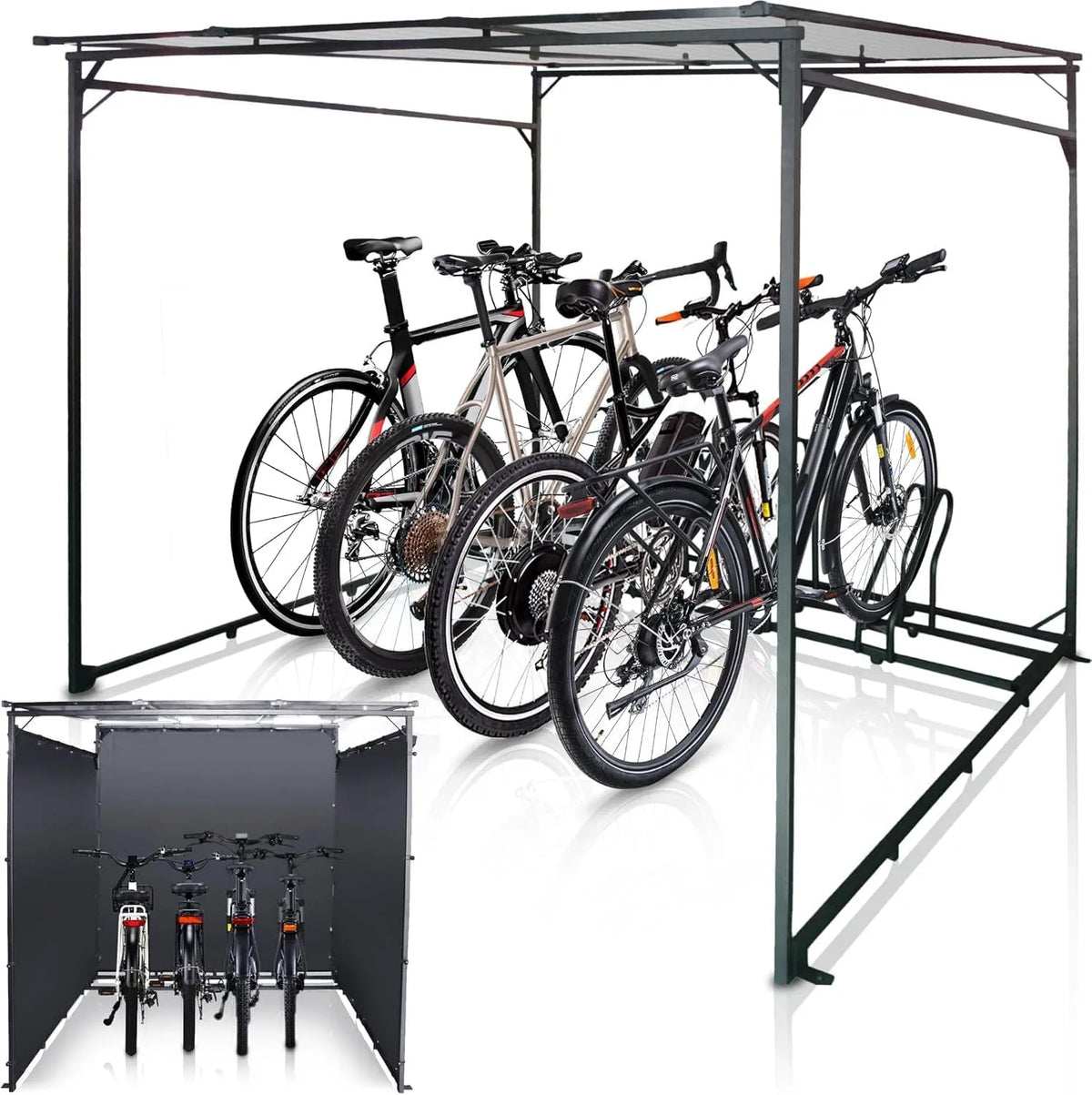 Fahrrad, Fahrradunterstand 190x188x190cm, Zeltgarage, Bicycle Parking, WIELS Fahrradgarage 4 Fahrräder, Metall Fahrradschuppen, Fahrradbox
