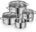 WMF Topfset, Provence Plus Induktion 4-teilig, Kochtopf Set mit Glasdeckel, Cromargan Edelstahl poliert, Töpfe Set unbeschichtet