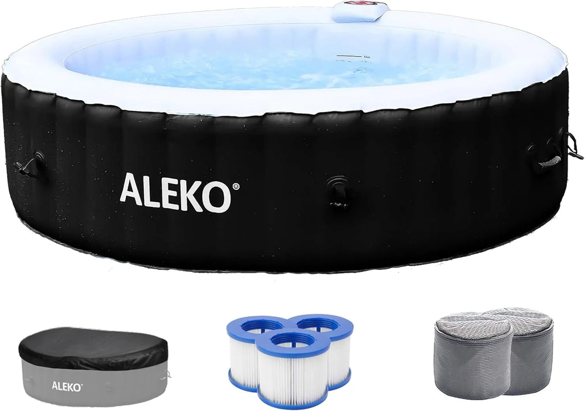 Whirlpool ALEKO Aufblasbarer Spa HTIR6BKW, 265 Gallonen, Persönliche Hochleistungs-Jetted Bubble, in Schwarz und Weiß