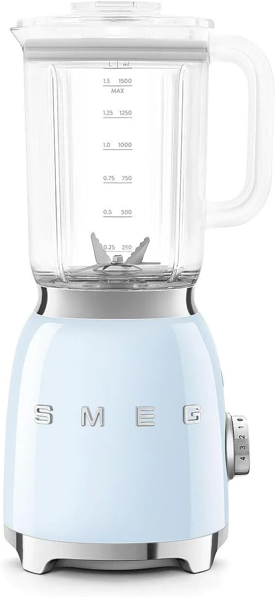 Smeg Standmixer BLF03PBEU, 4 -Geschwindigkeitsstufen, Leistung 800W, Deckelöffnung transparent mit Dosierkappe, Blau, Fassungsvermögen 1,5 l