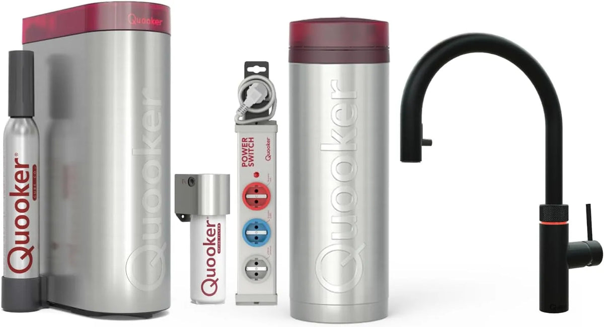 Modell mit Reservoire incl. CUBE PRO3 Quooker Flex, CUBE-Filter, und Lastenwechsler, in Schwarz