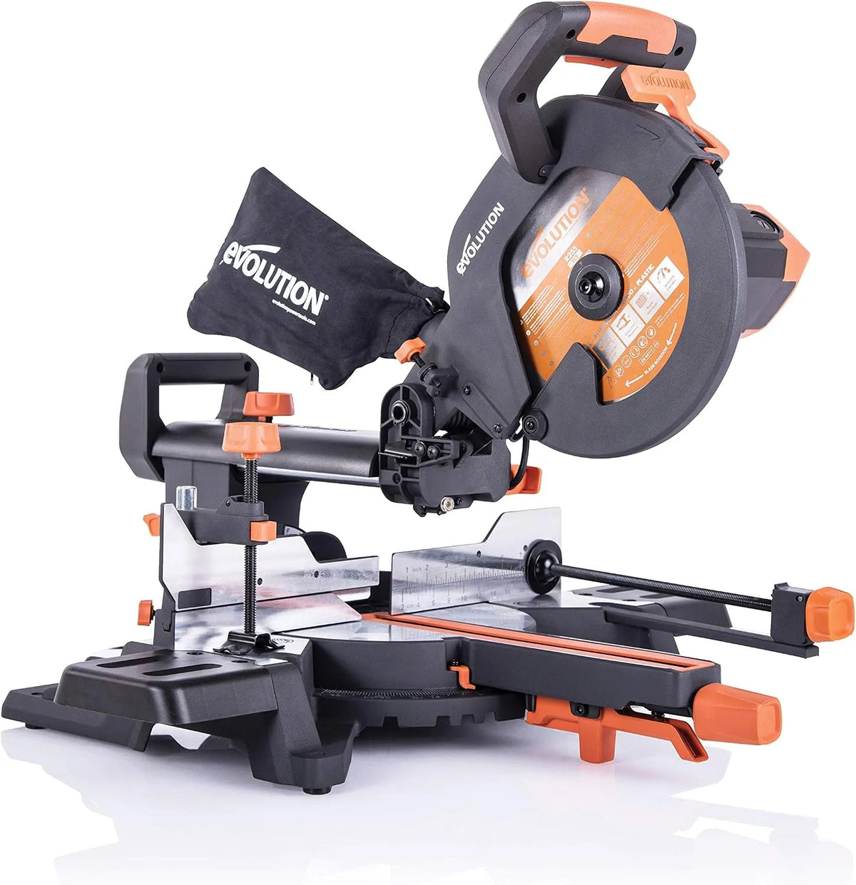 Modell R255SMS Evolution Schiebe-Kapp, Leistung 2000 W, 300 mm Gleitfunktionalität, Ø 255 mm HM, und Gehrungssäge +, Schrägschnitt, Gehrungswinkeln