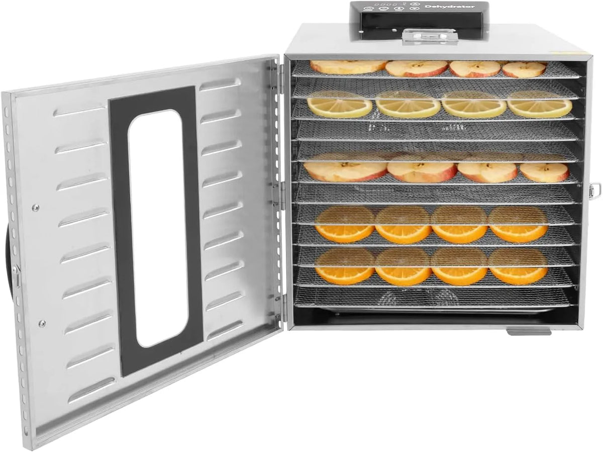 Lebensmittel Trockner Dörrgerät Temperatur einstellbar 30-90℃ Dörrautomat Edelstahl, 24 Std, Dörrautomat 12 Etagen Dörrgerät, Dehydrator