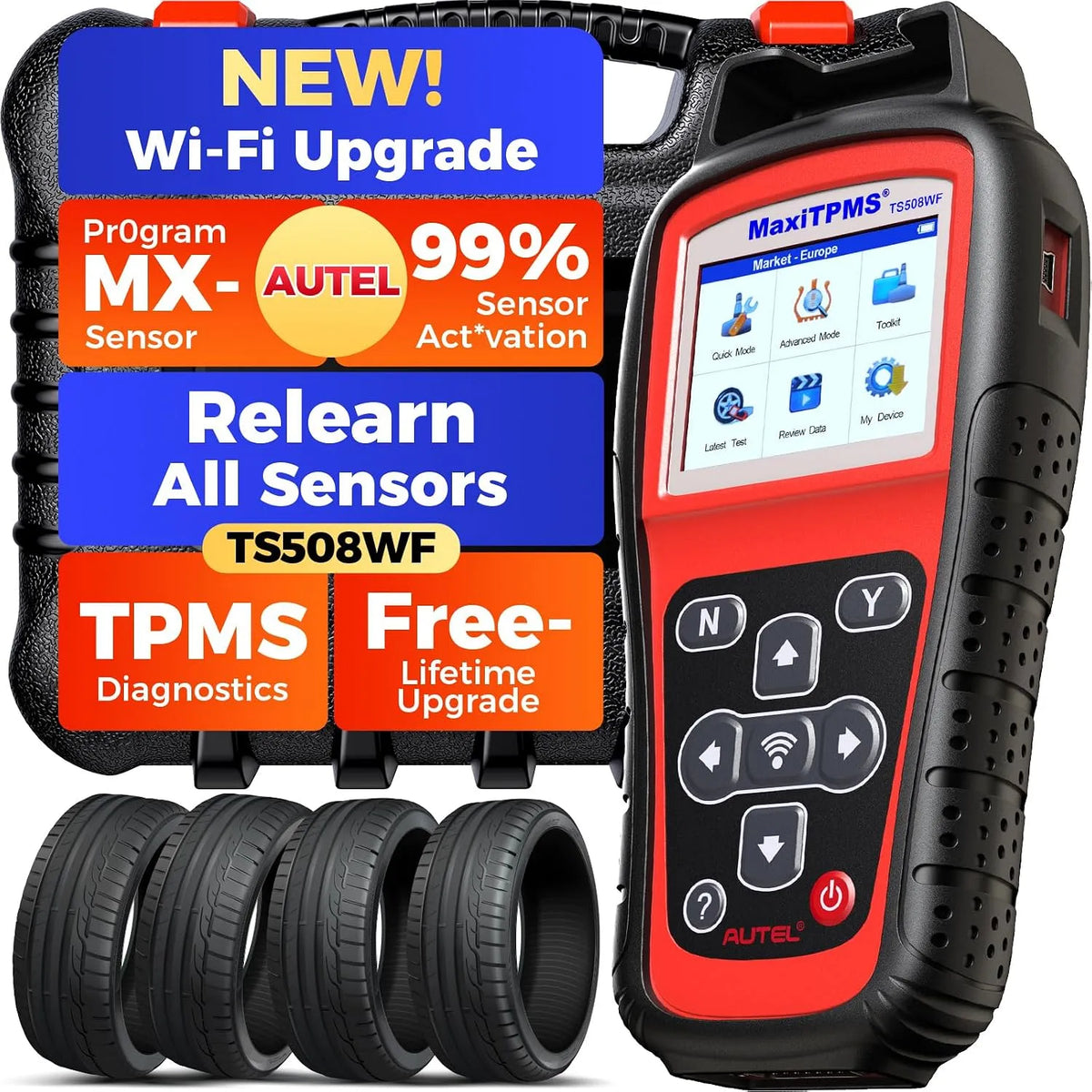 Modell TPMS Programmiertool TS508WF TS408S TS501Pro Autel MaxiTPMS, Zurücksetzen, Aktivieren Alle RDKS Sensoren, Löschen, Lernen
