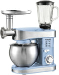 Küchenmaschine, Fassungsvermögen 7,5 Liter 2000W, Multifunktions, Mit Fleischwolf, Blau, 3-in-1, Fassungsvermögen 1,5L Mixer, Knetmaschine