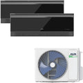 Klimaanlage AUX Multi Split, Außengerät + 2x 12000 BTU, Set 27000 BTU, Leistung 7,9 kW, Wandgerät WLAN R32 Hochglanz in Schwarz, je 3,5 kW