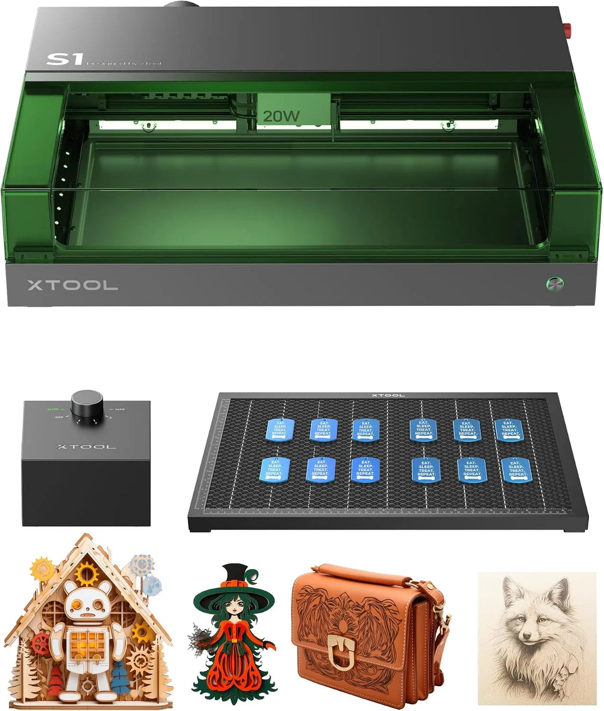 Modell 600mm 600mm 600mm/s, xTool S1 20W Laser Graviermaschine Basic Kit, 498 * 333mm Arbeitsbereich für Metall, s Geschwindigkeit, Holz, Autofokus