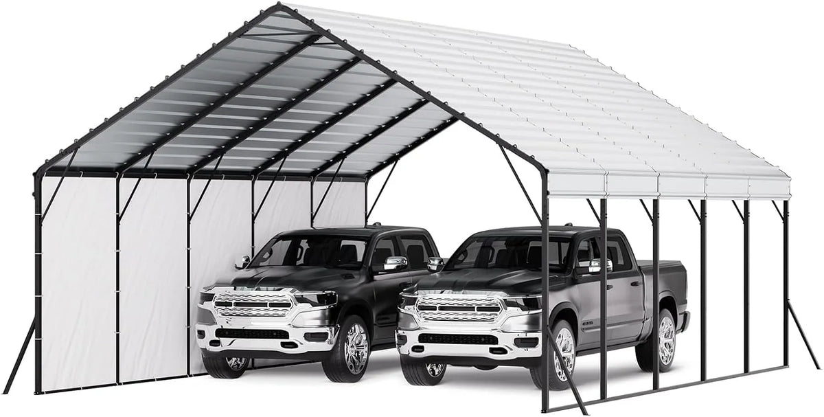 Vevor Carport, Lagerzelt mit stabilem Rahmen und Dach, Mehrzweck-Garagezelt für Pickup, LKW und Traktoren, Maße 5,8x7,45x3,77 m, Boot