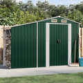 Gerätehaus Stahl-Grün-277 SECOLI, mit bodenplatte Metall pultdach Gartenhaus Metall XXL Geräteschuppen Outdoor