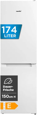 Comfee Kühlschrank RCB169WH2, 150 cm Höhe, 195 kWh, Fassungsvermögen 115L Kühlteil, Fassungsvermögen 59L Gefrierteil, Gefrierkombination, Low Frost