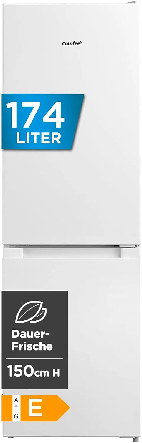 Comfee Kühlschrank RCB169WH2, 150 cm Höhe, 195 kWh, Fassungsvermögen 115L Kühlteil, Fassungsvermögen 59L Gefrierteil, Gefrierkombination, Low Frost