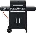 Outsunny Gasgrill, Leistung 11,6 KW Grillwagen inklusive 4 Edelstahl-Brenner Thermometer Kochplatte Flaschenöffner Seitenablagen