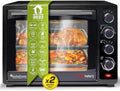 Backofen, TurboTronic Minibackofen mit Umluft 35l in Schwarz 1600W, Mini mit 2 Backblechen, Timer, Pizzaofen, Grill