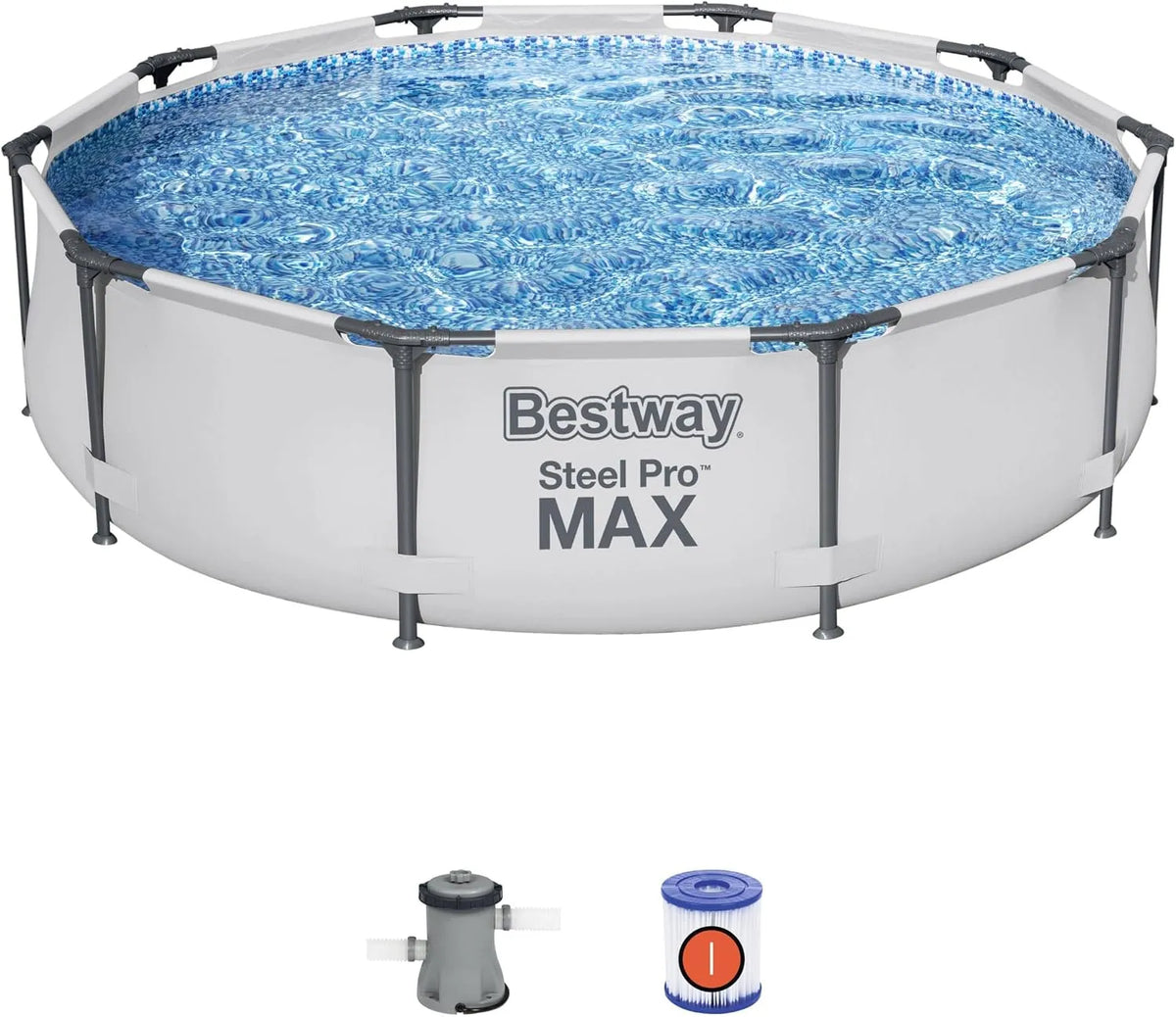 Bestway Pool, Maße 305 x 76 cm, Frame Steel Pro, Set mit Filterpumpe, blau